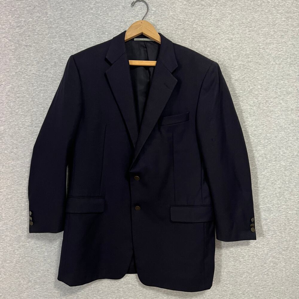Hickey Freeman Super 130s Wool Blazer Men's 43L Navy Y2K Preppy Classic